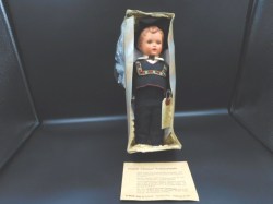 11" CELLULOID ORIGINAL SWISS BOY DOLL, BLACK COSTUME, SCHWEIZER PAPERS, BOX